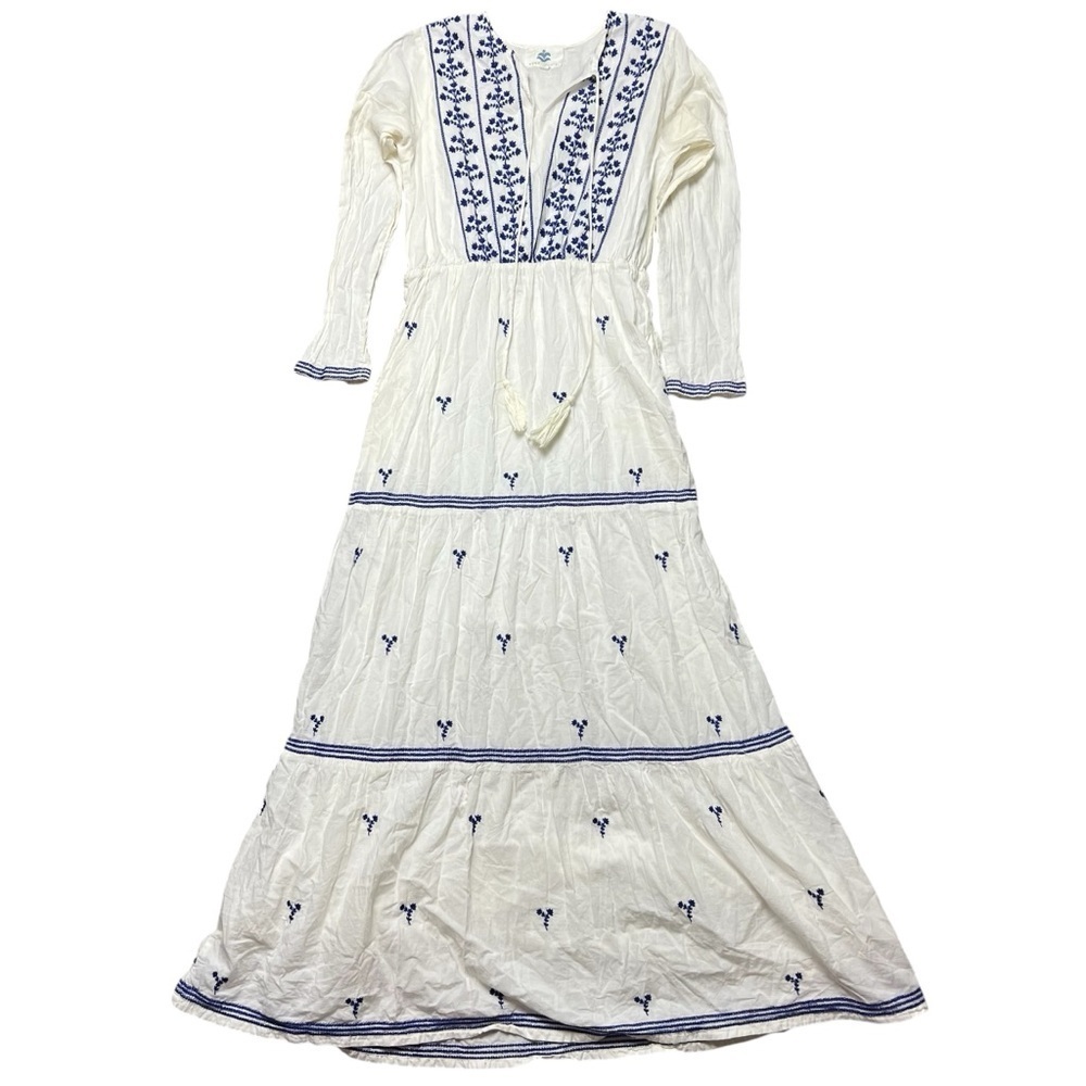 Pomegranate Embroidered Tassel Dress Cottage Core Size S Gauzy Boho Western